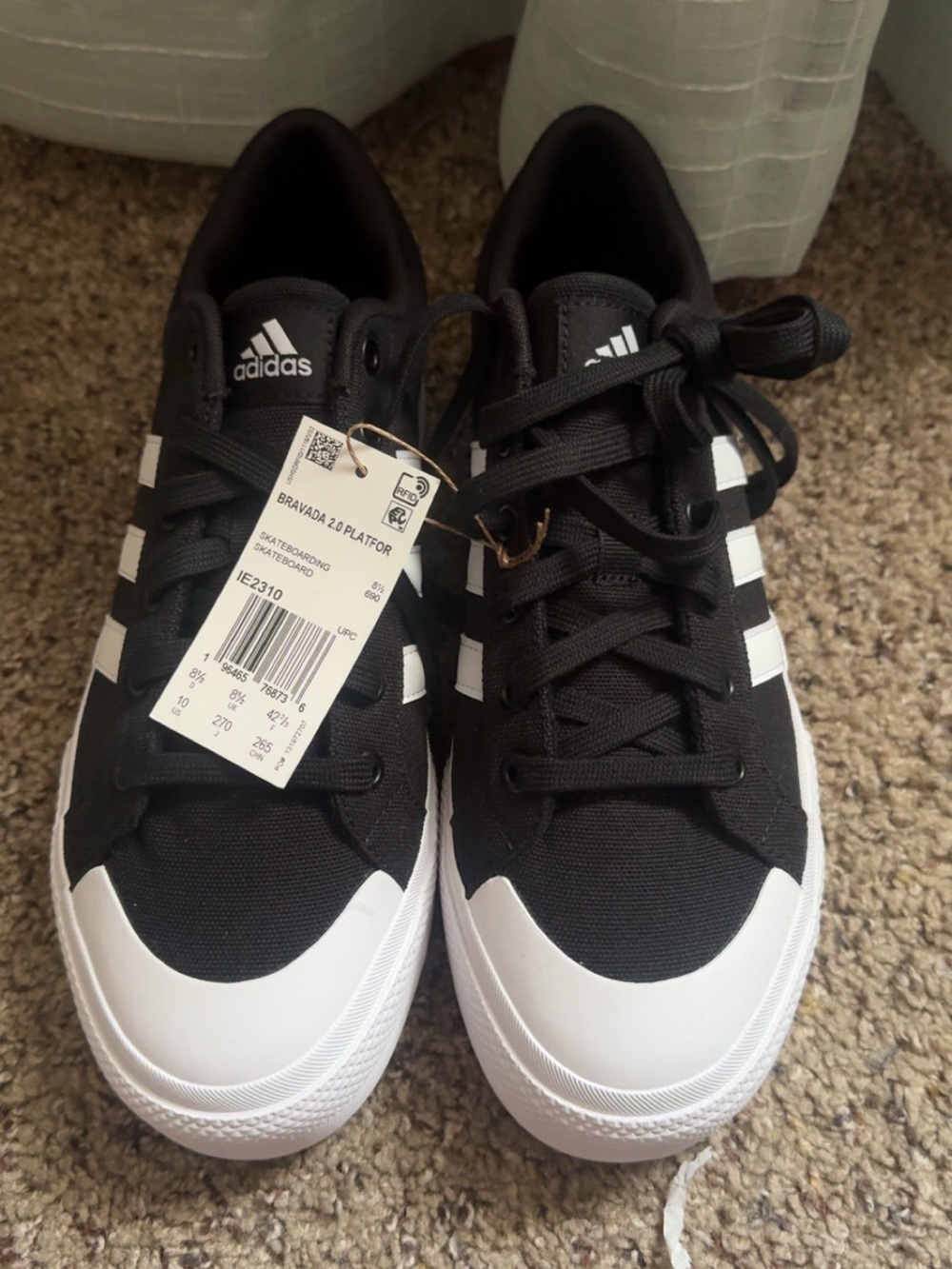 adidas Black and White Low-Top Canvas Sneakers - Picture 2 of 3